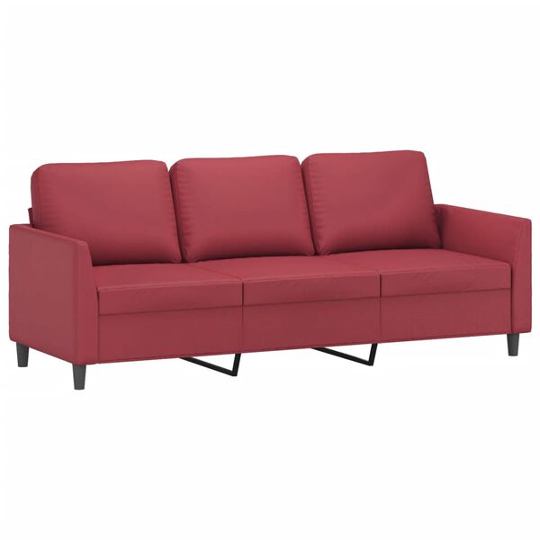 vidaXL 3-Sitzer-Sofa Weinrot 180 cm Kunstleder
