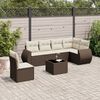 vidaXL 7-tlg. Garten-Sofagarnitur mit Kissen Braun Poly Rattan