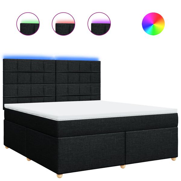 vidaXL Boxspringbett mit Matratze Schwarz 180x200 cm Stoff