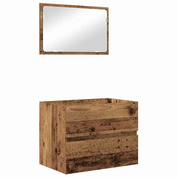 vidaXL Badezimmerm&ouml;bel-Set 2 pcs Altholz Sperrholz und Metall