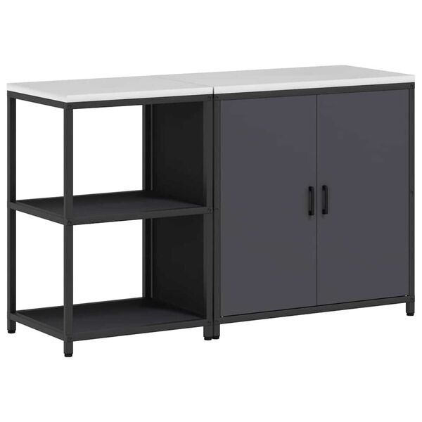 vidaXL Aufbewahrungsset für die Küche mit Regal 2 pcs Anthrazit Stahl