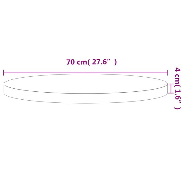vidaXL Tischplatte &Oslash;70x4 cm Rund Massivholz Buche