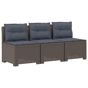 vidaXL 3-Sitzer Garten Sofa mit Kissen Rattan-Look 3-Sitzer PP