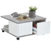 FMD Mobiler Couchtisch 70&times;70&times;35,5 cm Betongrau und Hochglanz-Wei&szlig;