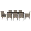 vidaXL Garten Essgruppe mit Kissen 9 pcs Grau Poly-Rattan