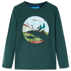 vidaXL Kinder-Langarmshirt Dunkelgr&uuml;n 92