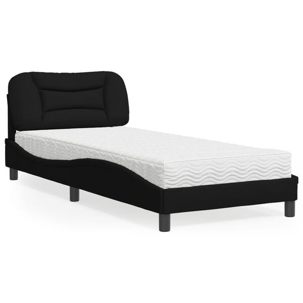 vidaXL Bett mit Matratze "Hvar" Schwarz 90x190 cm Stoff