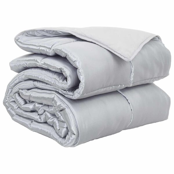 vidaXL Ganzjahresbettdecke Silber 220 x 135 cm Satin und Mikrofaser