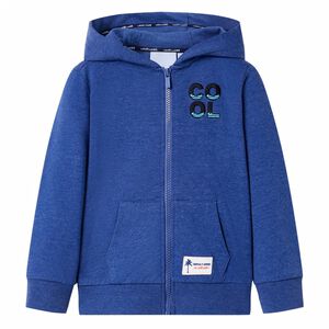 vidaXL Kinder-Kapuzenpullover mit Rei&szlig;verschluss Dunkelblau Melange 92
