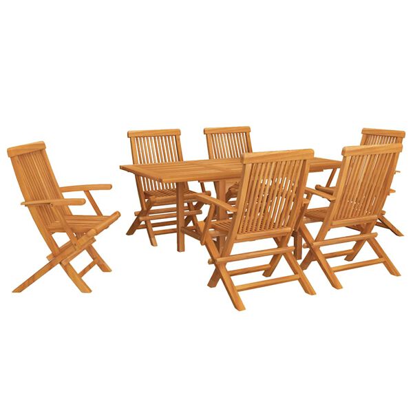 vidaXL 7-tlg. Garten-Essgruppe Massivholz Teak