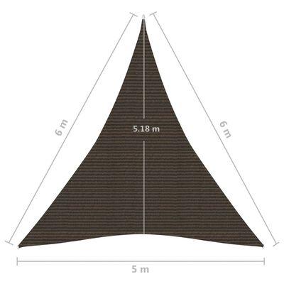 vidaXL Sonnensegel 160 g/m² Braun 5x6x6 m HDPE