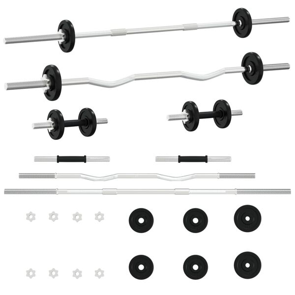 vidaXL Langhantel und Kurzhantel Set 30 kg Gusseisen