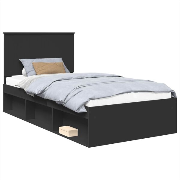 vidaXL Bettrahmen Schwarz 100 x 200 cm Massives Kiefernholz