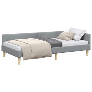vidaXL Eckbettgestell mit Kopfteil Hellgrau 100 x 200 cm Stoff