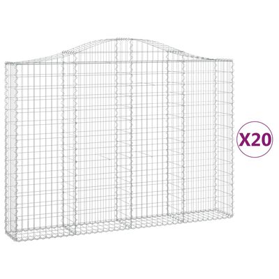 vidaXL Gabionen mit Hochbogen 20Stk. 200x30x140/160cm Verzinktes Eisen