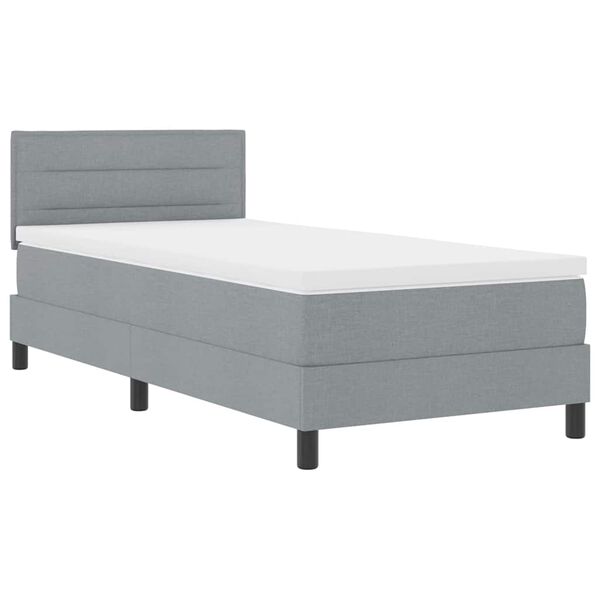 vidaXL Boxspringbett mit Matratze Hellgrau 90 x 190 cm Stoff