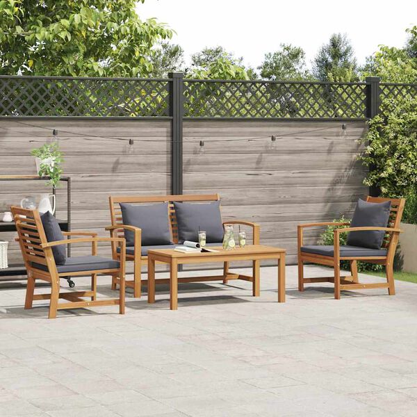 vidaXL Garten-Sofa-Set Natur Teak-Massivholz