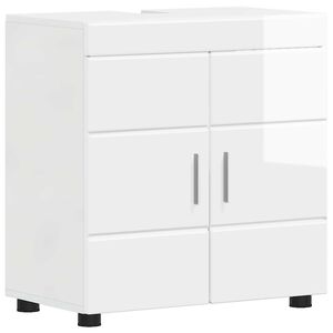 vidaXL Badezimmerschrank-Set TULUM Hochglanz Wei&szlig; 60 x 34 x 63 cm