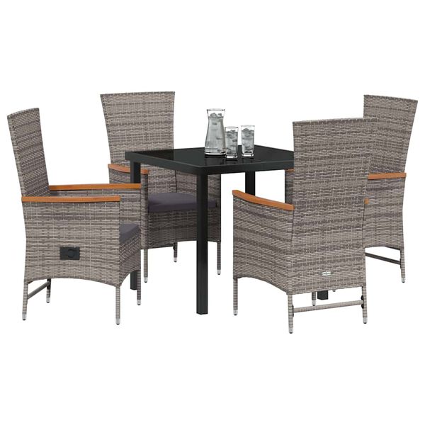 vidaXL Garten Essgruppe 5 pcs Grau Pulverbeschichteter Stahl