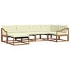 vidaXL Outdoor-Sofagarnitur 6 Stk. Natur und Creme Massivholz Akazie
