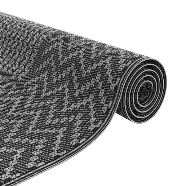 vidaXL Outdoor-Teppich Chevron ARAKIL Schwarz und Grau 400 x 300 cm