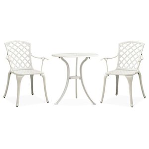 vidaXL 3-tlg. Bistro-Set Aluminiumguss Wei&szlig;