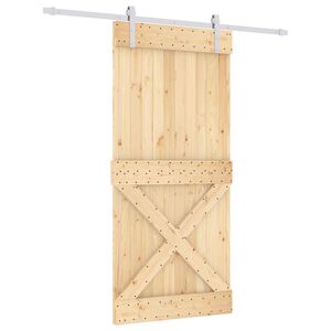 vidaXL Schiebet&uuml;r Nat&uuml;rlich und Wei&szlig; 95 x 210 cm Massivkiefer