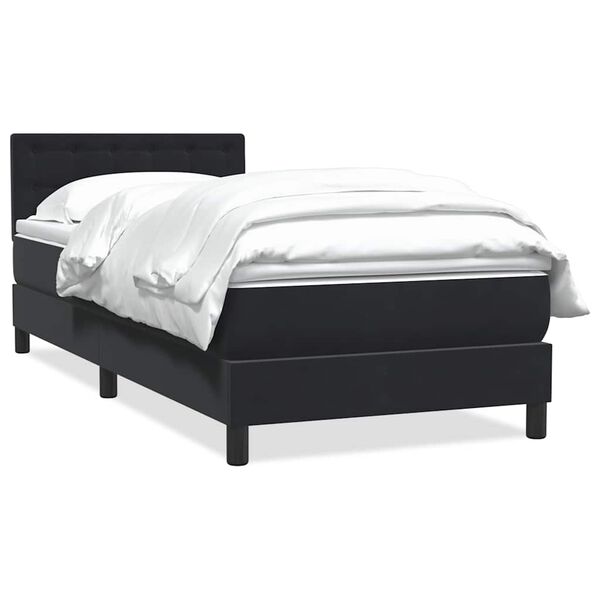 vidaXL Boxspringbett mit Matratze Schwarz 90x220 cm Samt