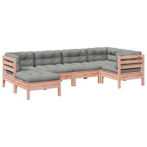vidaXL 6-tlg. Garten-Sofagarnitur mit Kissen Massivholz Douglasie