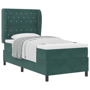 vidaXL Boxspringbett mit Matratze Dunkelgr&uuml;n 200 x 100 cm Polyester