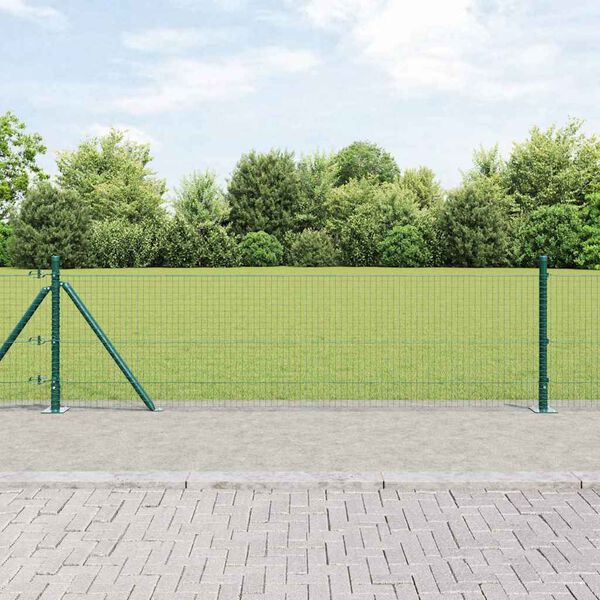 vidaXL Zaunpfosten Gr&uuml;n 10 x 0,4 m (25 x 25 mm Maschendraht)