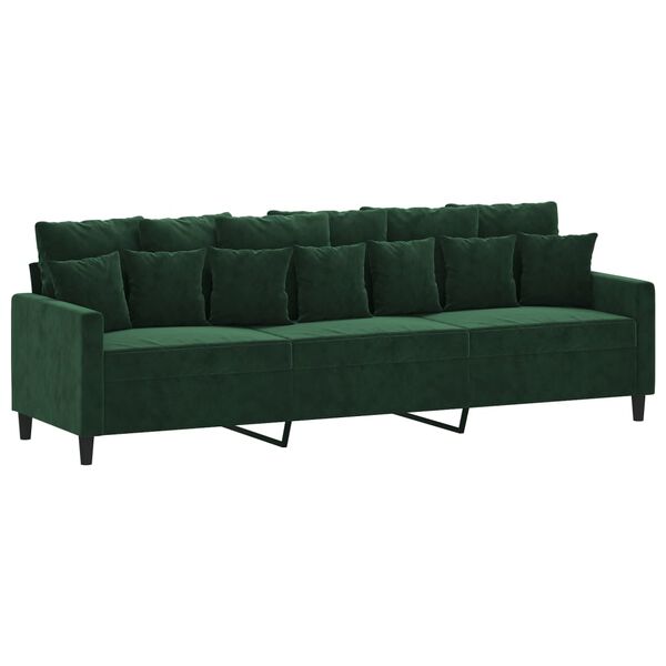 vidaXL 3-Sitzer-Sofa Dunkelgr&uuml;n 210 cm Samt