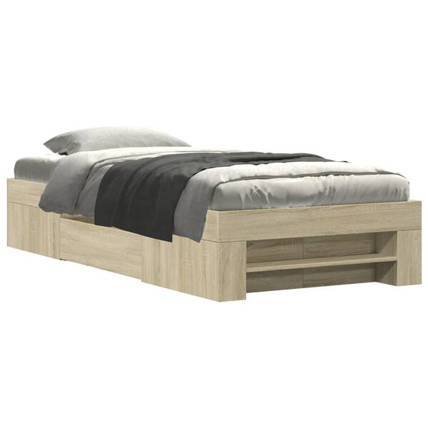 vidaXL Bettgestell ohne Matratze Sonoma-Eiche 100x200 cm Holzwerkstoff