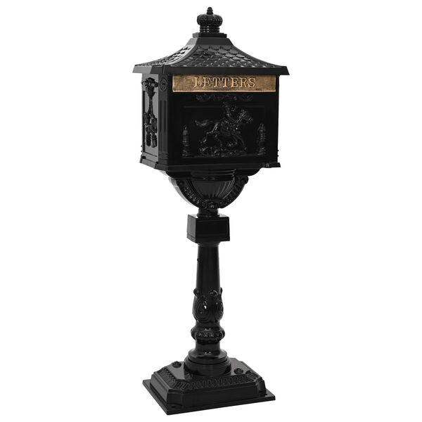 vidaXL Stehender Briefkasten mit Speicher Schwarz 42,5 x 29,5 x 117 cm