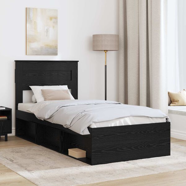vidaXL Bettrahmen Schwarz 100 x 200 cm Massives Kiefernholz