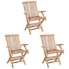 vidaXL Klappbarer Gartenstuhl 3 pcs Natur Massivholz Teak