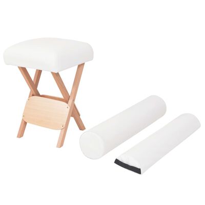 vidaXL Massage-Klapphocker 12 cm dicker Sitz & 2 Nackenrollen Weiß