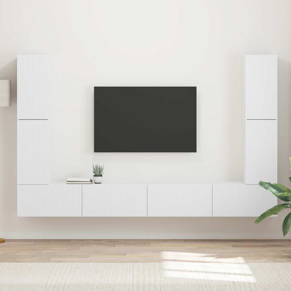 vidaXL TV-Schrankset 8 pcs Wei&szlig; Holzwerkstoff