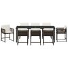 vidaXL Garten Essgruppe 9 pcs Braun Poly-Rattan