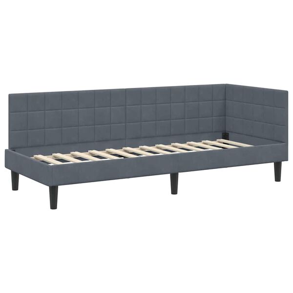 vidaXL Eckbettgestell mit Kopfteil Dunkelgrau 80 cm x 200 cm Samt