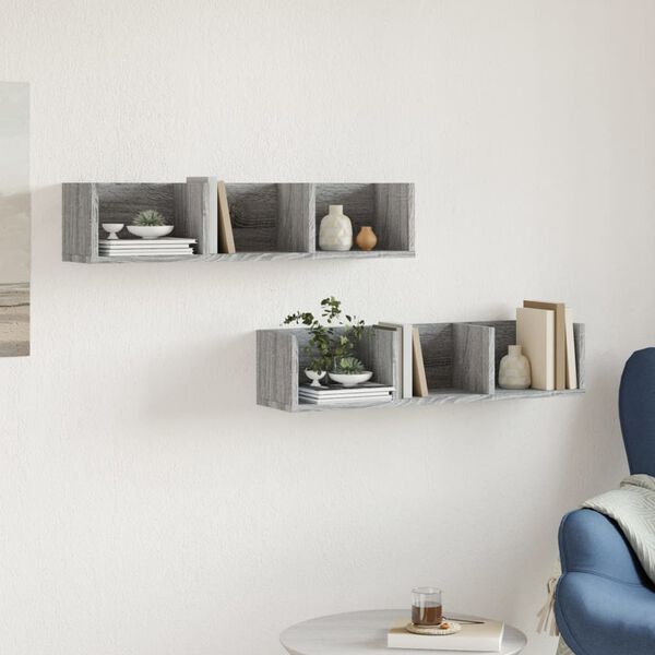 vidaXL Wandschr&auml;nke 2 Stk. Sonoma-Eiche 75x18x16,5 cm Holzwerkstoff