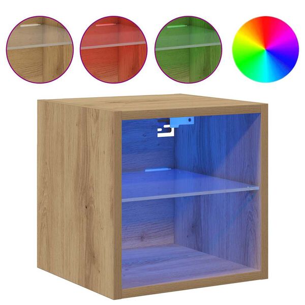 vidaXL TV-Wandschr&auml;nke mit LED-Leuchten 2 Stk. Artisan-Eiche