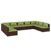 vidaXL 9-tlg. Garten-Lounge-Set mit Kissen Poly Rattan Braun