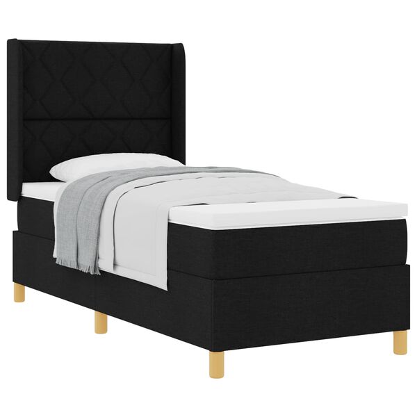 vidaXL Boxspringbett mit Matratze Schwarz 90 x 200 cm Stoff