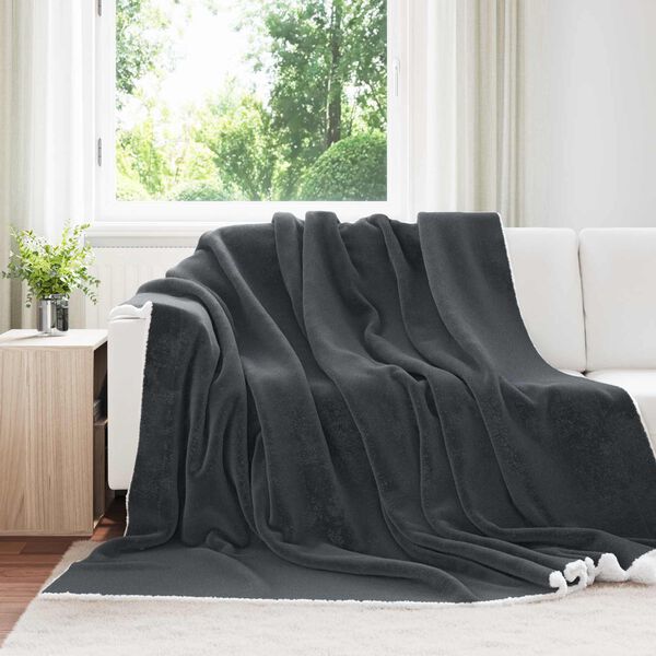 vidaXL &Uuml;berwurfdecke Dunkelgrau 240 x 270 cm Fleece