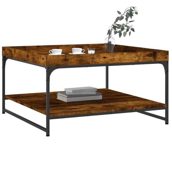 vidaXL Couchtisch R&auml;uchereiche 80x80x45 cm Holzwerkstoff und Eisen