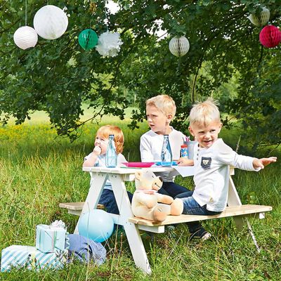 Pinolino Kinder-Picknicktisch mit Bänken Nicki für 4 Holz Weiß