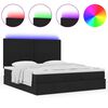 vidaXL Ottoman-Bett mit Matratze & LEDs Schwarz 180x200 cm Stoff