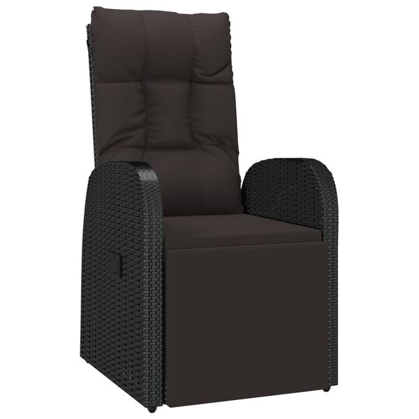vidaXL 11-tlg. Garten-Essgruppe mit Kissen Schwarz Poly Rattan
