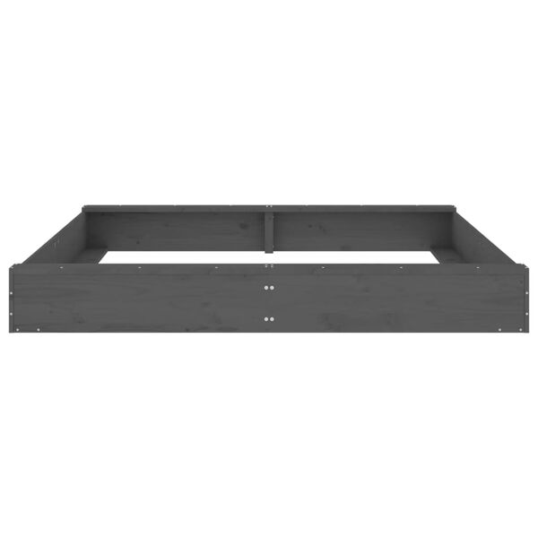 vidaXL Sandkasten mit Sitzen Grau Quadratisch Massivholz Kiefer